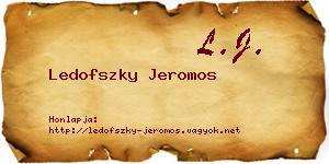 Ledofszky Jeromos névjegykártya